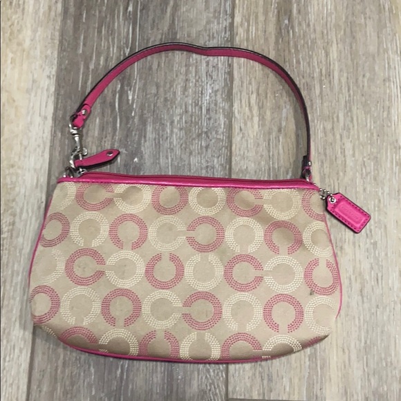 Pink and Tan small Coach wristlet - Picture 2 of 5